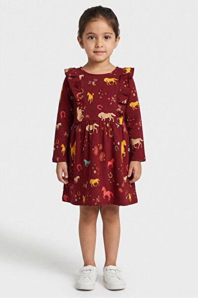 Tchibo Toddlers Girl Allover Print Dress, Multicolor