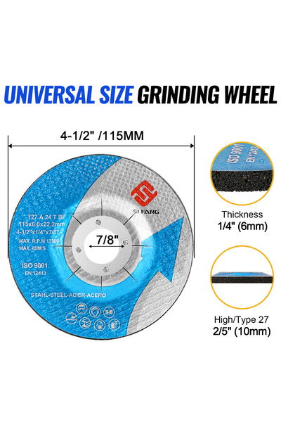 Choice 1pc NunDunco 115mm Resin Grinding Wheel 4.5"Grinding Disc for Angle Gr...