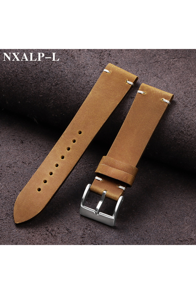 Choice 20mm Light brown Vintage Oil Wax Leather Watch Band 18mm 20mm 21mm 22m...