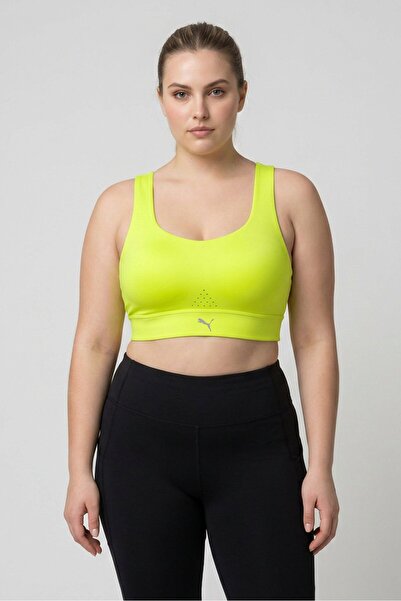 Puma Women Brand Logo Padded Running Sports Bra, Lime Green