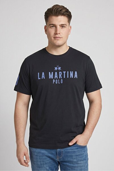 La Martina Men Crew Neck Short Sleeve Brand Logo T-Shirt, Dark Navy
