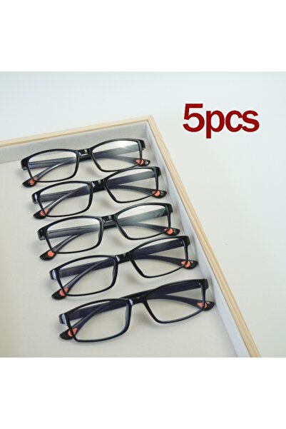 Choice3 +250 5PCSBlack 5 Pairs of Simple Men'S Square Reading Glasses Anti Bl...