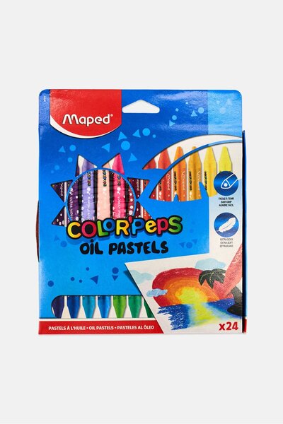 Maped Color Peps Triangular Oil Pastels 24 Pieces Set, Multicolor