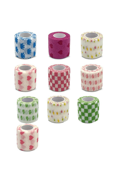 Choice28 5cm X 4.8m Mix 10pcs 10pcs printed self-adhesive elastic bandage 4.8...