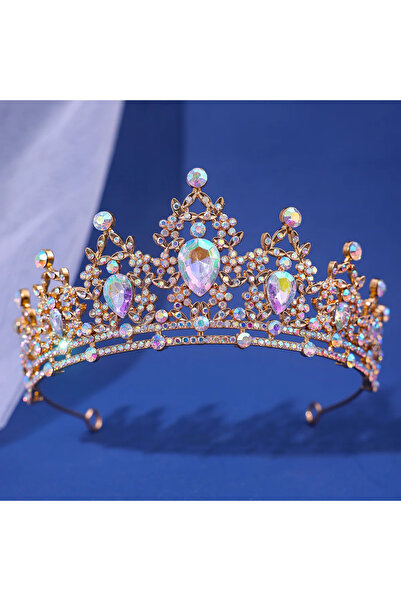 Choice Gold Luxury Elegant AB Crystal Crown Hair Accessories Tiara For Women ...