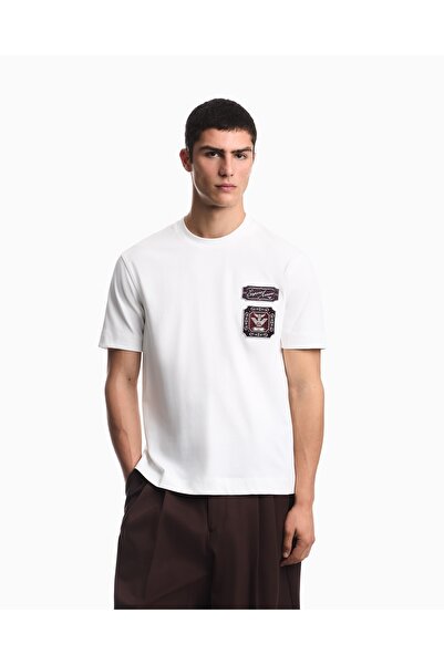 Emporio Armani Men's Regular Fit Embroidered Logo Patterned Round Neck Thick ...