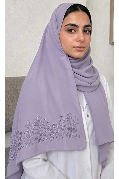 Veil Designer طرحة بوال طبقتين تطريز من الطرفين وردو اغصان اسود قماش ياباني ا...
