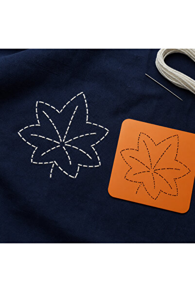 BESİNG Șablon de broderie Sashiko cu model de frunze 12,5 cm