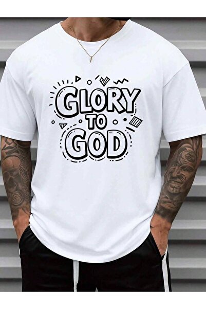 21JNRY Men's Glory To Tee Faith T-Shirt - 100% Cotton 180GSM White Religious ...