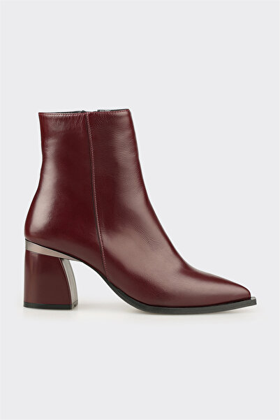 Elle Shoes Bordo Deri Kadın Klasik Bot
