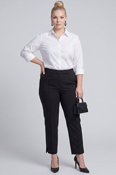 Kayra Çima Stitched Fabric Trousers Black
