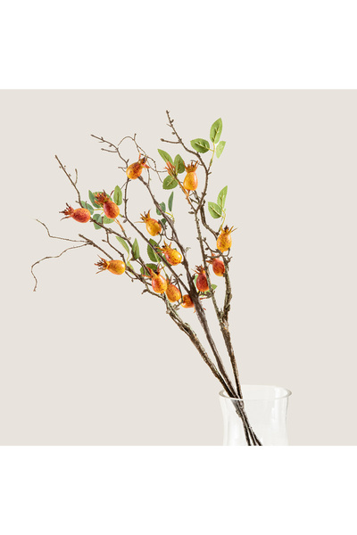 Chakra Artificial Rosehip Branch Amber 53 cm Natural