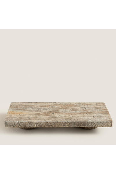 Chakra Silver Travertine Dekoratif Ayaklı Kaide Natural