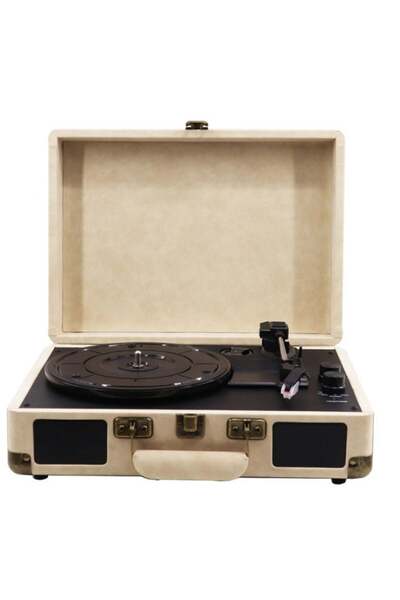 FlashHawk Record Player - Sheepskin Pattern Vinyl Record Player Wireless Turn...