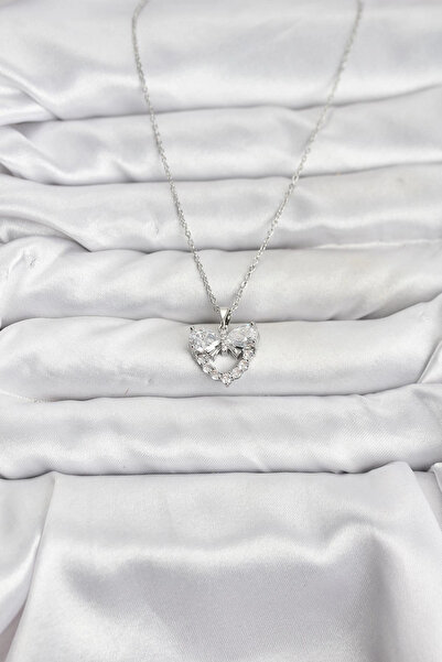 online kapsulavm avm alışveriş 316L Steel Chain Silver Color Heart and Bow Mo...
