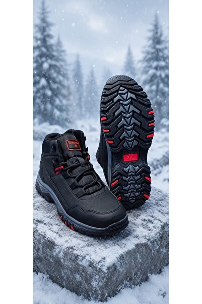 McDark Men's Winter Zippered Lace-Up Non-Slip Sole Long Trekking Boots-Black