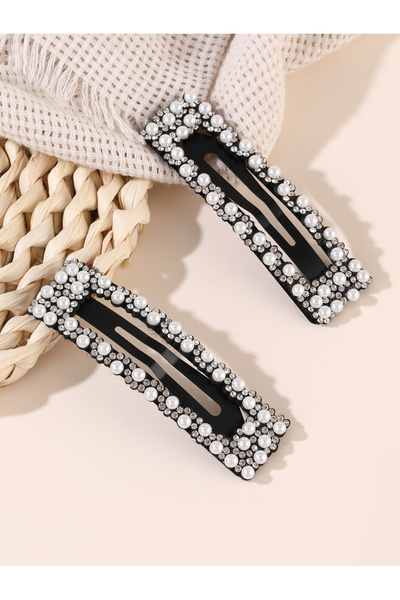 Take Two By Styli pack of 2 - Black Pearl and Rhinestone Embellished Hair Clips