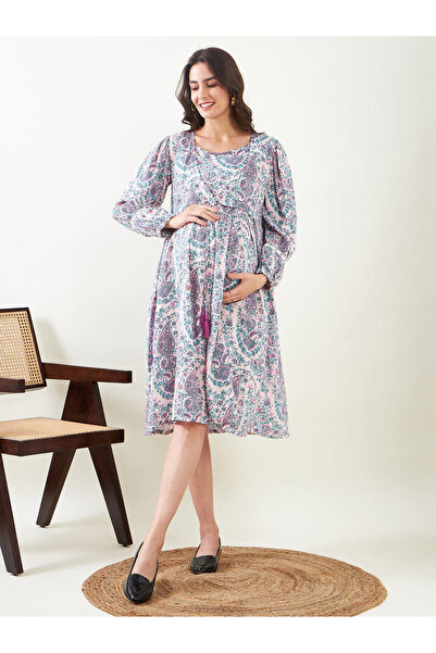 The Kaftan Company By Styli فستان للحوامل والمرضعات متعدد الألوان بنقشة بيزلي...