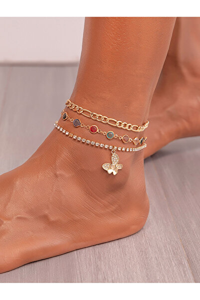 Take Two By Styli Set of 3 - Butterfly Drop Anklet