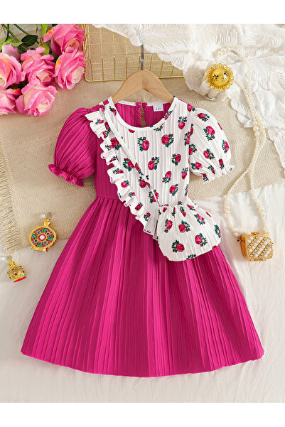 Take Two By Styli Girls Textured Floral Print Dress