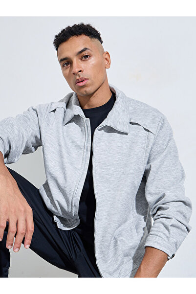 Styli Grey Minimal Zip-Through Jacket
