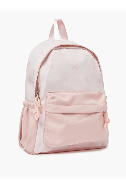 Styli Girls Light Pink Bow Print Backpack