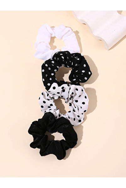 Take Two By Styli Set of 4 - Color Block Dot Pattern Dots Hair Tie Set