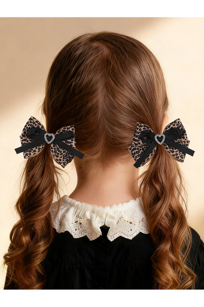 Take Two By Styli Set of 2 - Leopard Print Bow Hair Clips