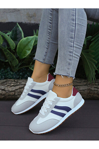 Take Two By Styli Blue Stripe Detail Lace Up Sneakers
