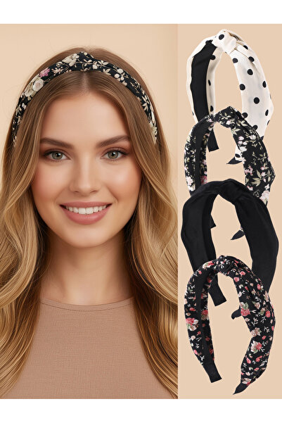 Take Two By Styli Set of 4 - Flower Print Knot Headband