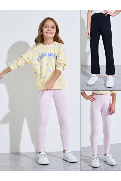Styli Pack of 2 - Girls Multi-Color Solid Full-Length Leggings