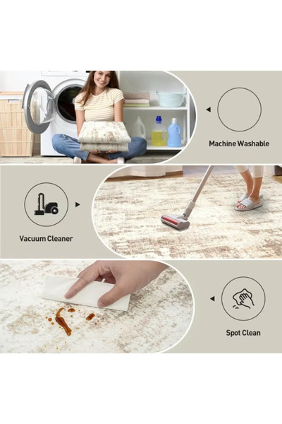 GGEROU Area Rugs Washable Rug: Modern Abstract Living Room Rug Soft Anti-Skid Thin Carpet Indoor Floor Non-Shedding Carpets for Bedroom Dining Room Farmhouse Nursery Home Office Beige