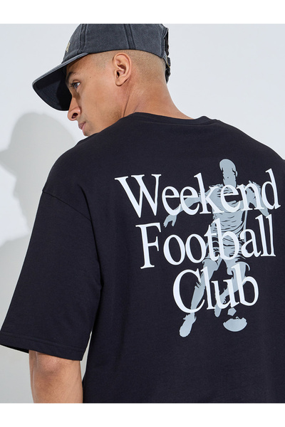Styli Men Black Graphic Print Oversized T-Shirt