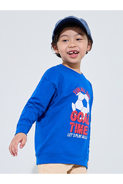 Styli Boys Blue Graphic rint Oversized Sweatshirt