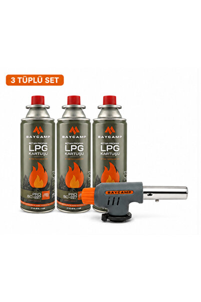 Baycamp BC-ELT1300 Pürmüz Başlığı + 3 Adet LPG Kartuş Seti