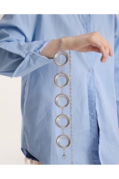 MODAM HİFA Silver Round Chain Belt Dress Belt Shirt Belt Coat Belt