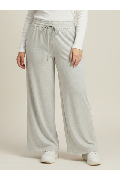 Take Two By Styli Plus Size Grey Solid Wide Leg Pants