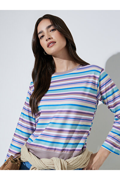 Styli Multi-Color Striped Crew Neck Sweatshirt