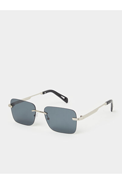 Styli Black Rimless Square Sunglasses