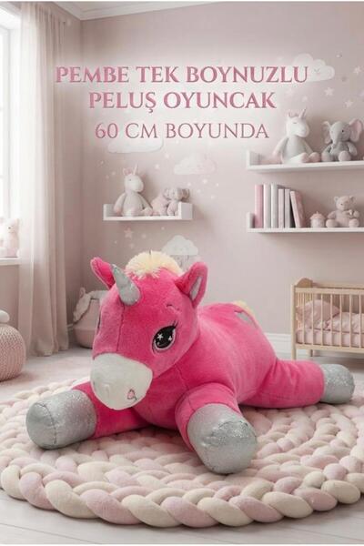 Tıfıl Toys Boynuzlu Fuşya At 60 Cm Sevimli Konforlu: Peluş Uyku Yastığı Ve Sa...