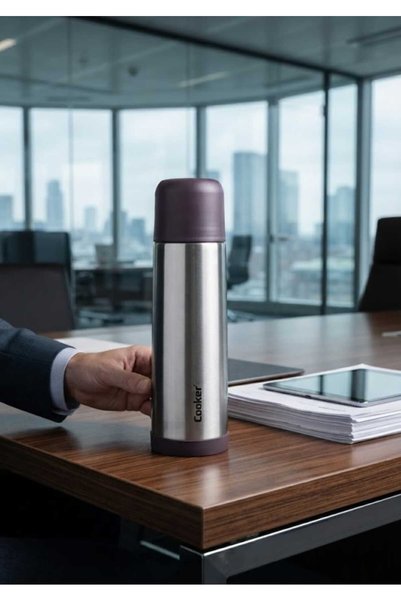 Generic Brand Coo Ker Stainless Steel Thermos Hot Cold Holder Vacuum Thermos-Purple Lid 750 ml