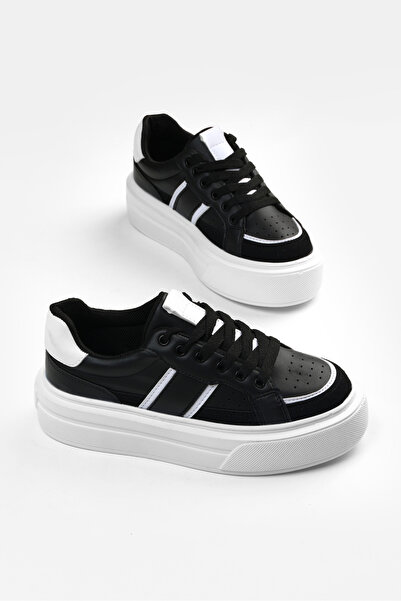 Tonny Black Women's Black High-Sole Comfortable Lace-Up Sneaker