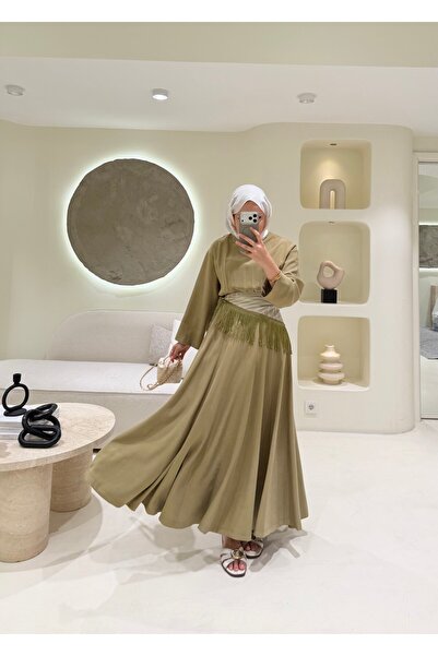 SOİ Tassel Shawl Tencel Dress Olive