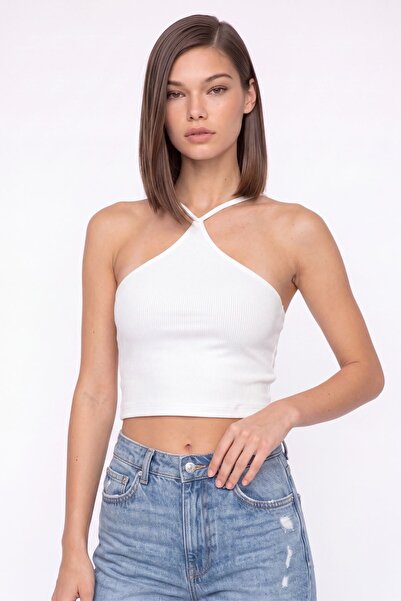 cemo Halter Yaka Fitilli Crop Atlet