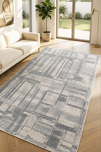 Chilai Home Gua Grey Makinede Yıkanabilir Kaymaz Taban Leke Tutmaz Dijital Salon Halısı Mutfak Halısı ve Yolluk