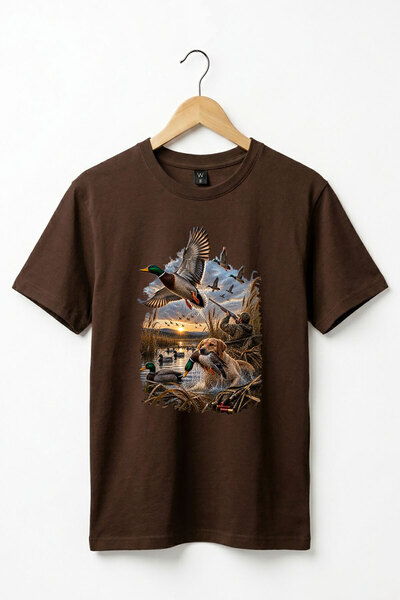 The Baski Hunting Hunting Duck Hunting Printed Hunter and His Dog Reeds 100% ...