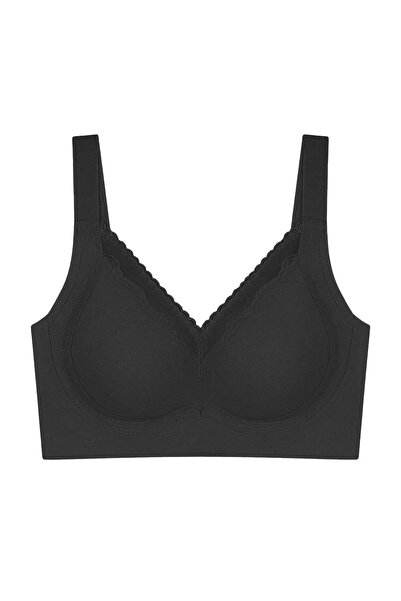 Cottonhill Seamless Bra - Seravia | Siyah Lazer Kesim Dantelli Minimizer Kadı...
