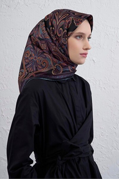 Armine Nostalji Sura Pure Silk 9421 86 Black Ethnic Pattern