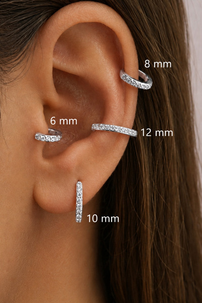 Sacce Scarves&Accessories Zirkon Taşlı Halka Piercing Tragus Helix Conch Kıkırdak Tek Adet Minimal