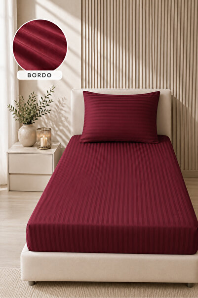 Bella Home Комплект раирани сатенени чаршафи 100x200 |   Мека текстура |   Ст...